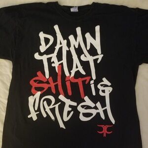 Black Graphic Tee with Red and White Print men’s XL